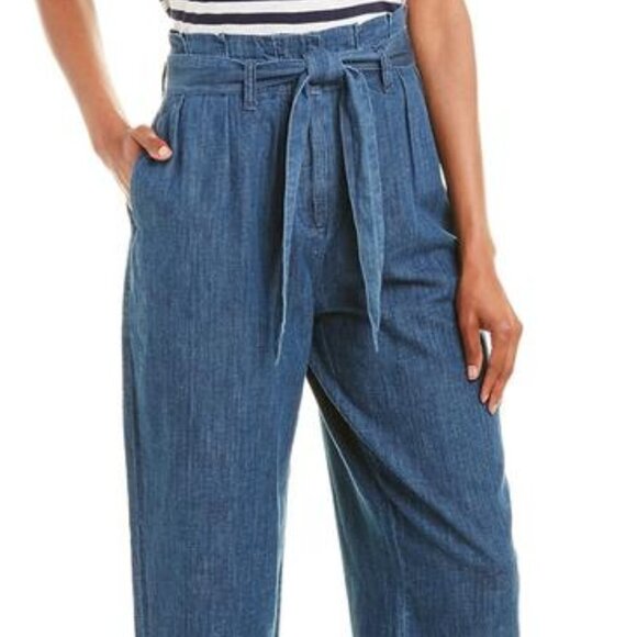J.CREW Paper-Bag Pant Chambray Denim High Waist Tie Belt Pockets Pleated An054 0 - Picture 2 of 13